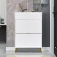 thumbnail image 1 of Tipping Bucket Shoes Cabinets  3-Tier Storage Cabinet Narrow Shoe Rack Cabinet Entryway White, 1 of 5
