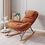 Tipping Single Chair, Breathable Fabric, Brown Comfortable Rocking Chair With Wide Seat, Brown, Detachable