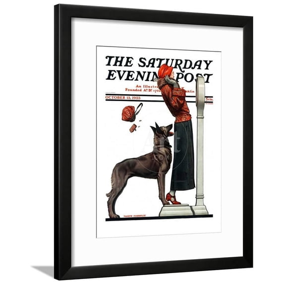 Tipping the Scales, Saturday Evening Post Cover, October 13, 1923, Animals Figurative Framed Art Print Wall Art by Joseph Farrelly Sold by Art.Com