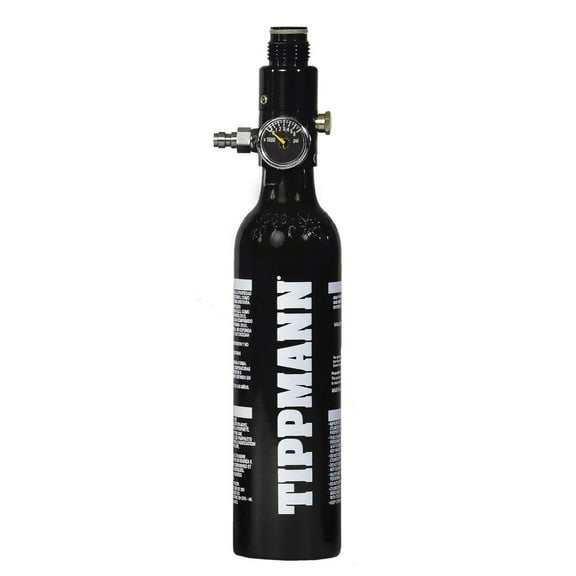 Tippmann 13ci HPA Compressed Air Tank with Pressure Gauge for Paintball and Airguns, Black