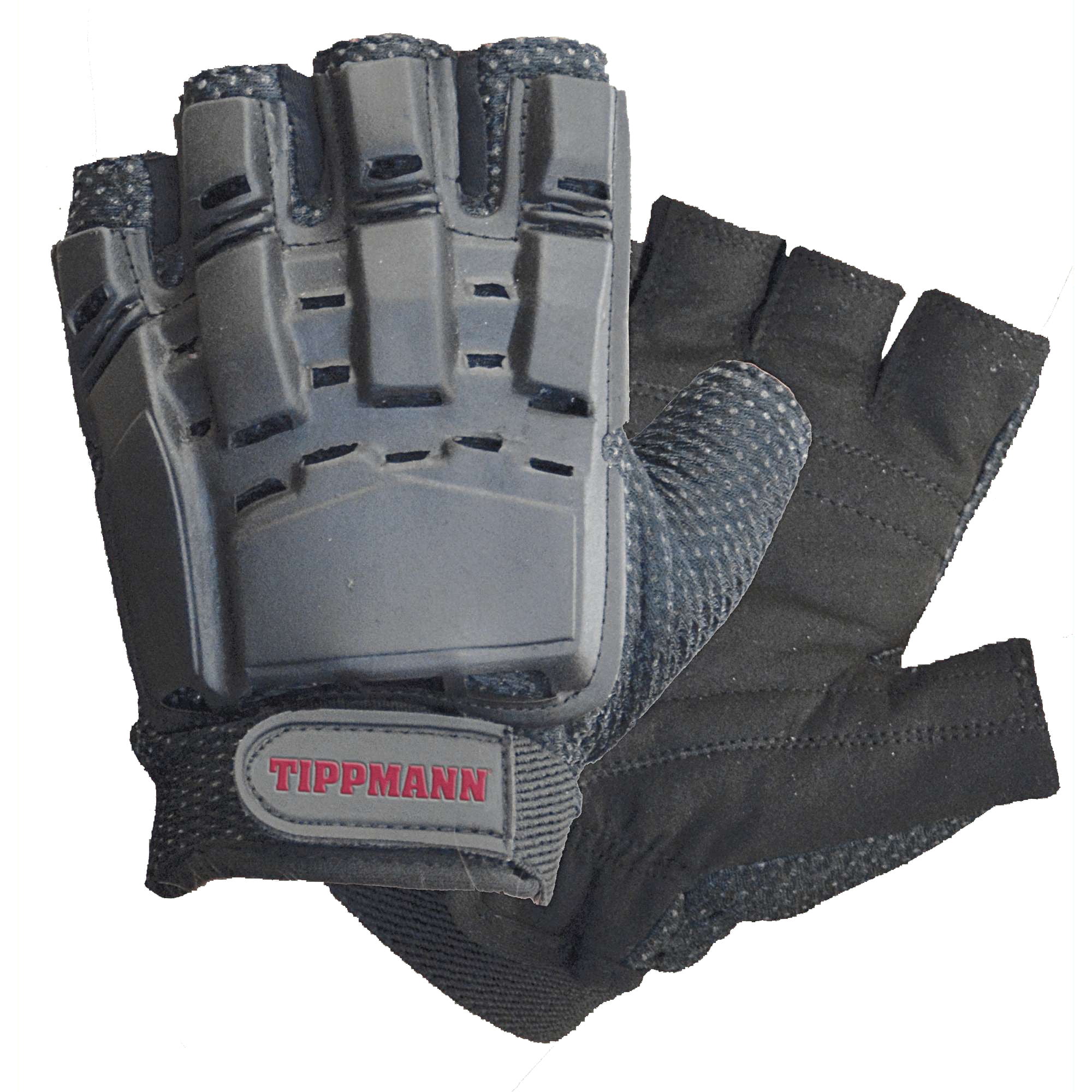 Tippmann Armored Half Finger Paintball Airsoft Gloves with Flexible Armor, Black