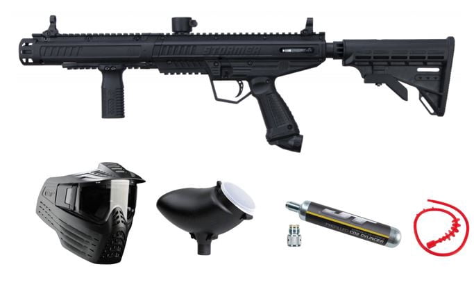 Tippmann Stormer Paintball Marker Powerpack includes Mask, Squeegee, Loader, 90g CO2 and adapter