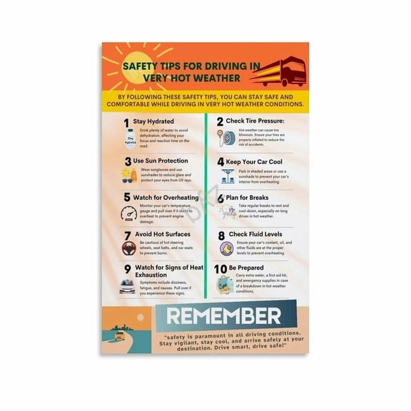 Tips And Reminders for Safe Driving Driver Training Traffic Education Poster (3) Canvas Painting Wall Art