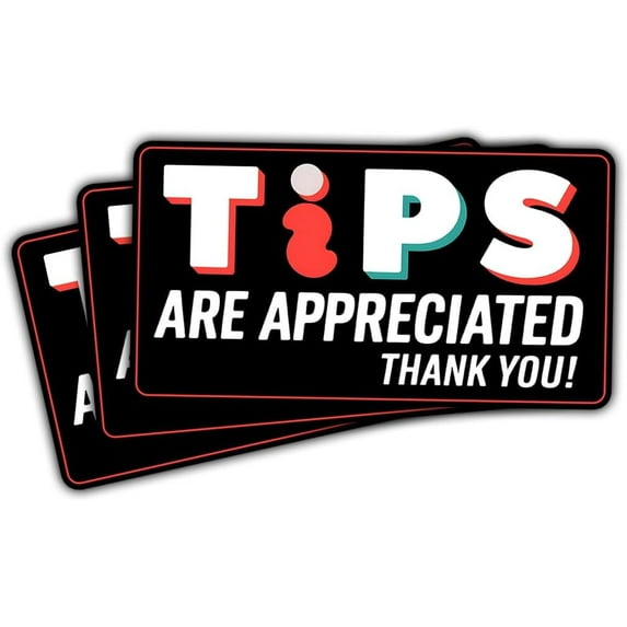 Tips are Appreciated Sticker, Tips are Appreciated Sign, No Tax On Tips Sticker - Vinyl Stickers Waterproof for Water Bottles Laptop Phone Car Window Helmet 3 Inches (3x3inch3pcs(Bestselling))