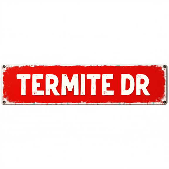 Termite Dr Humor Tin Sign - 16x4 Inch - Perfect for Garage, Workshop, Man Cave Decor - Metal Signs for Wall, Bug Decor