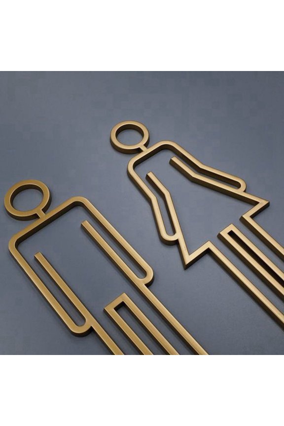 Tips Toilet Sign Plate Wash Room Door Wall Label Sticker Wc BathRoom Signage Board Art Hotel Home Decor Gold A