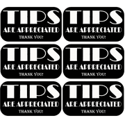Tips are Appreciated Vinyl Sticker 5" x 2.5", 6-Pack, Tipping Sign Decals for Tip Jar