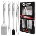 thumbnail image 1 of Tipsee Chef BBQ Tool Set - 4 Piece Grill Set - Barbeque Grilling Accessories: Spatula with Built-in Bottle Opener and Serrated Edge, BBQ Tongs, Fork & Brush, 1 of 7