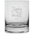 thumbnail image 1 of Tipsy And Bright Merry Christmas Etched 11oz Crystal Rocks Whisky Glass, 1 of 1