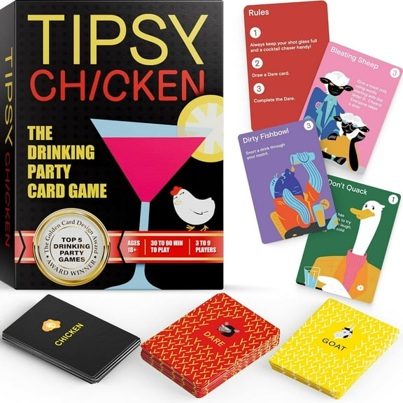 Tipsy Chicken Card Drinking Game for Adults, Board Game for Party