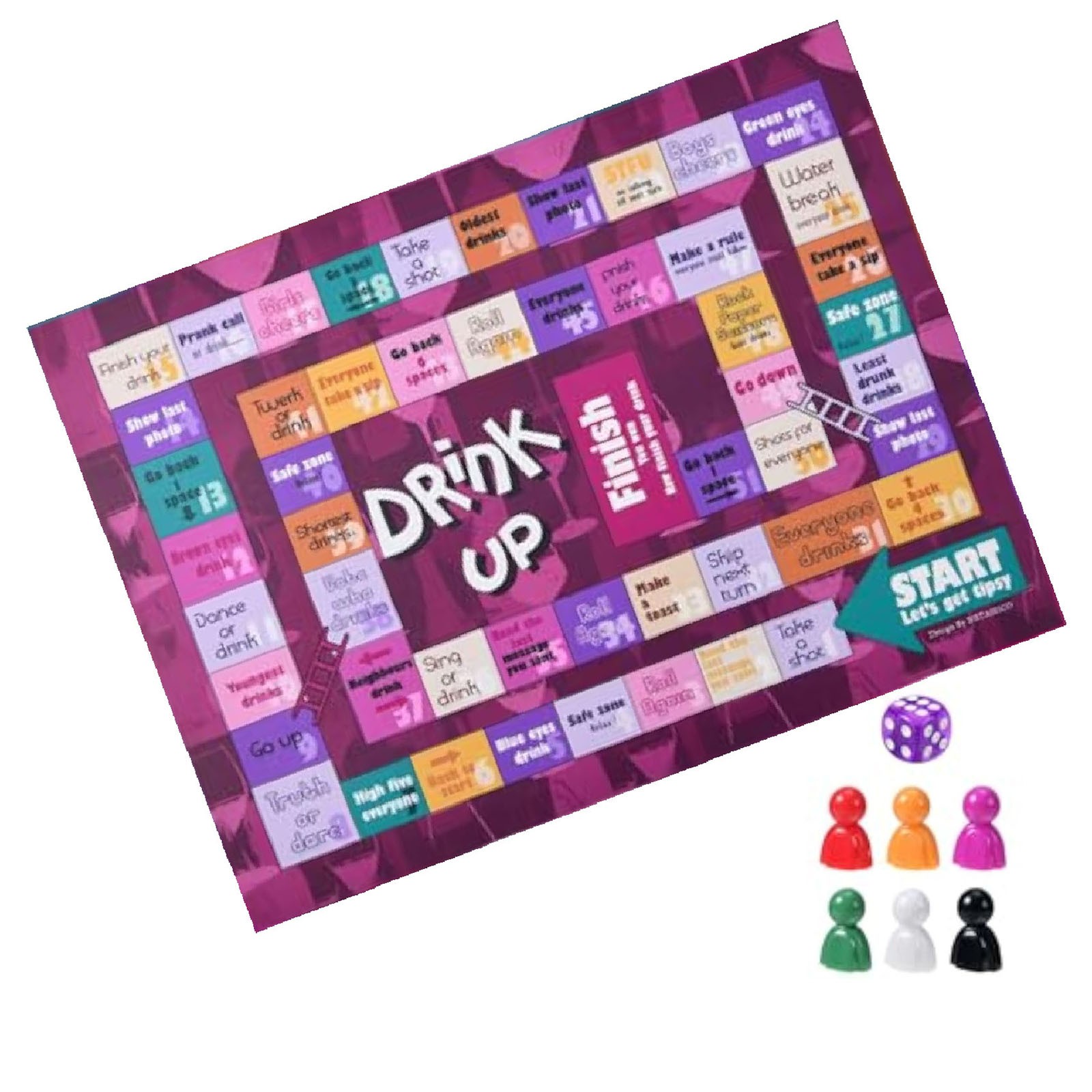 Tipsy Drinking Games, Leather Mat Tipsy Land Drinking Board Game for