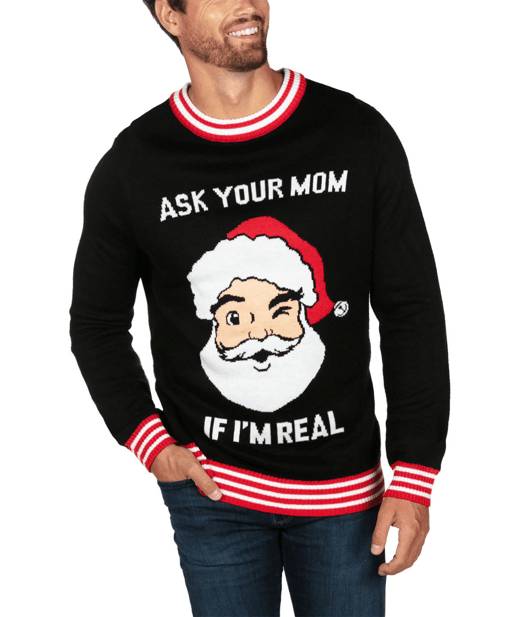 Tipsy Elves Ask Your Mom If I'm Real Funny Christmas Sweater for Men