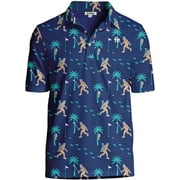 Tipsy Elves Golf Shirts for Men - Performance Athletic Fit Men's Golf Polo Shirts for Men- Sasquatch Shredder (Navy)