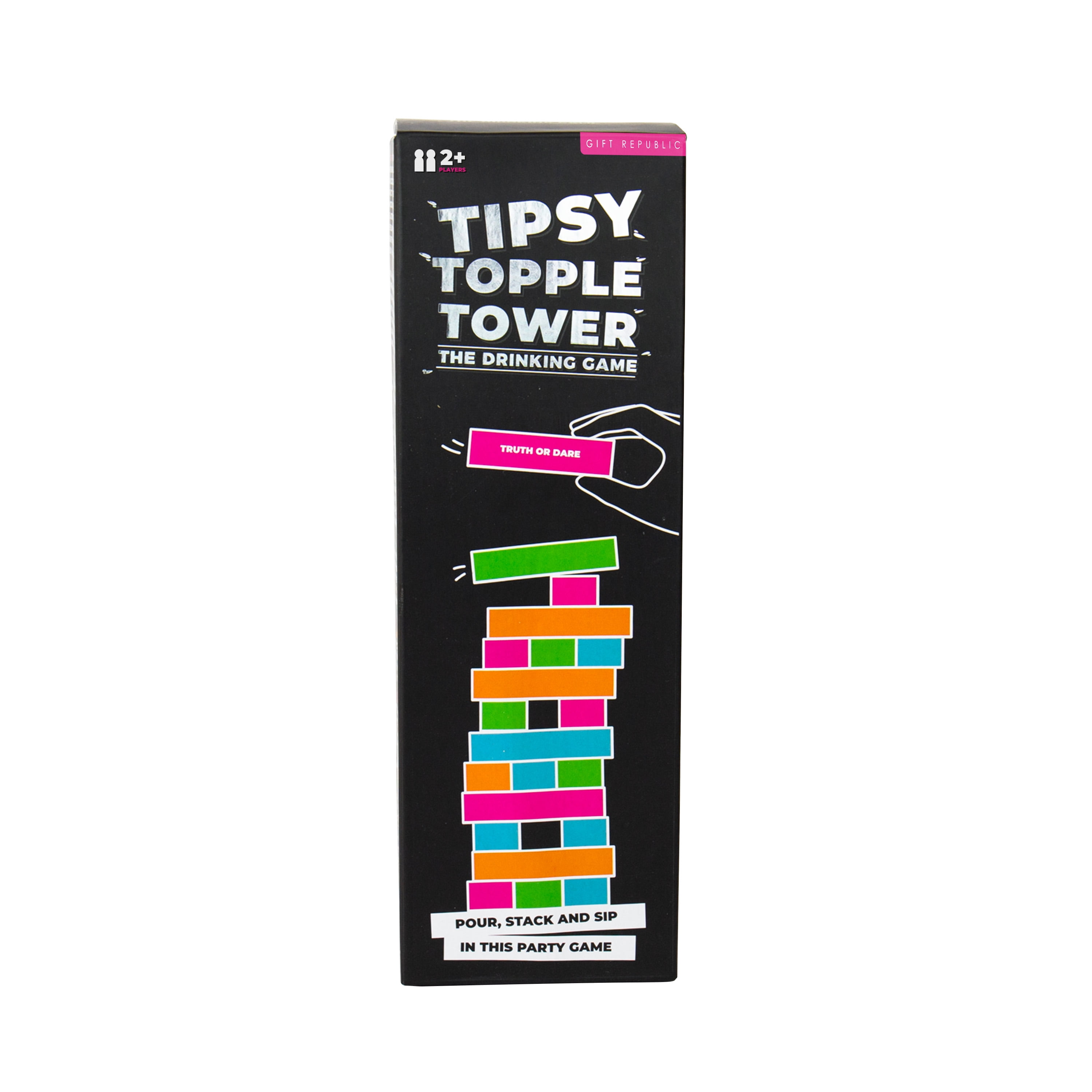 Tipsy Topple Tower Adult Drinking Game  Fun Wooden Stacking Party Game with Hilarious Challenges  Jenga-Style Game Night Essential by Gift Republic