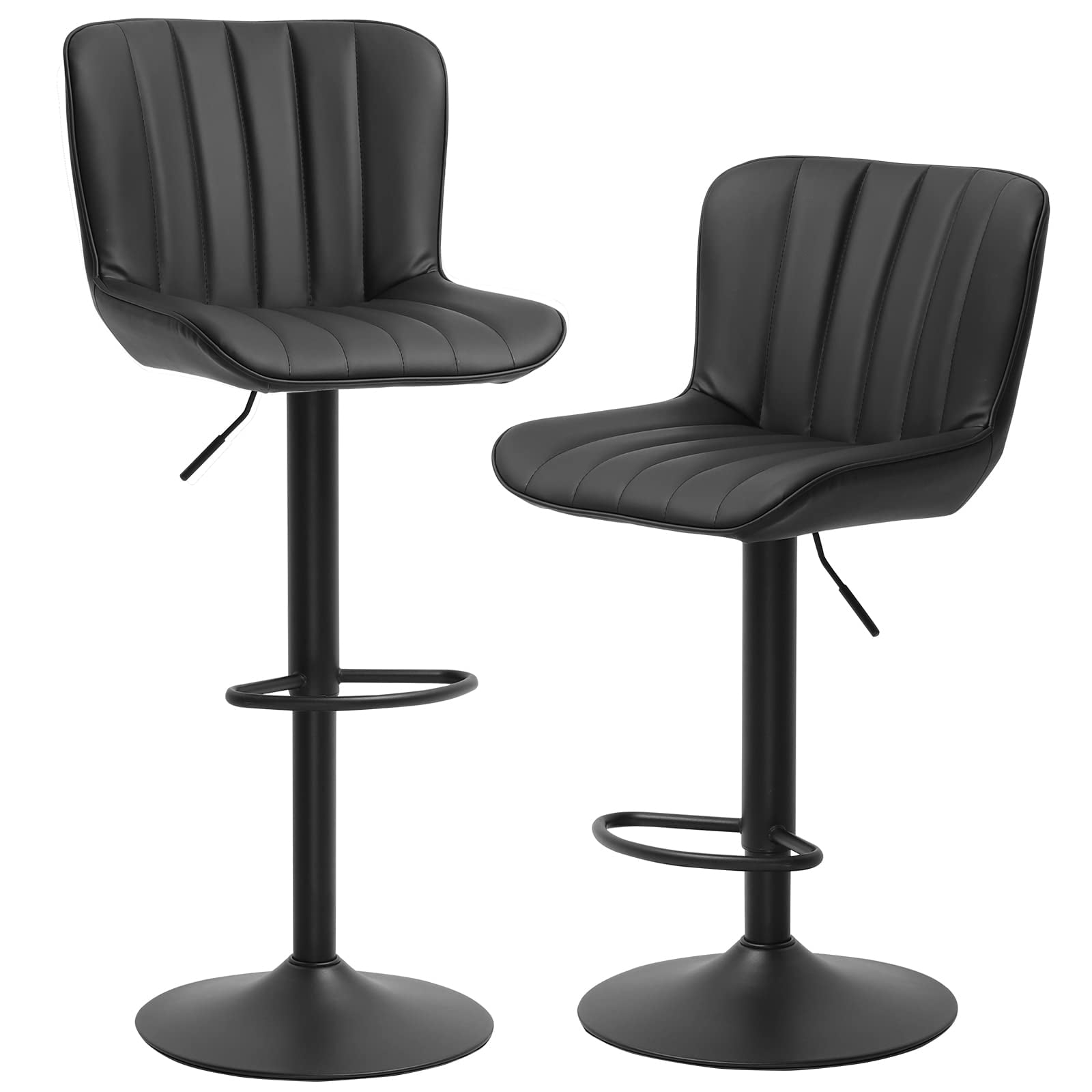 Tiptiper Leather Bar Stools Set of 2, Adjustable Bar Chairs Counter Height Barstools for Kitchen