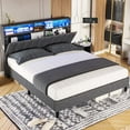 Tiptiper Queen Bed Frame with LED Lights Headboard, Platform Bed Frame