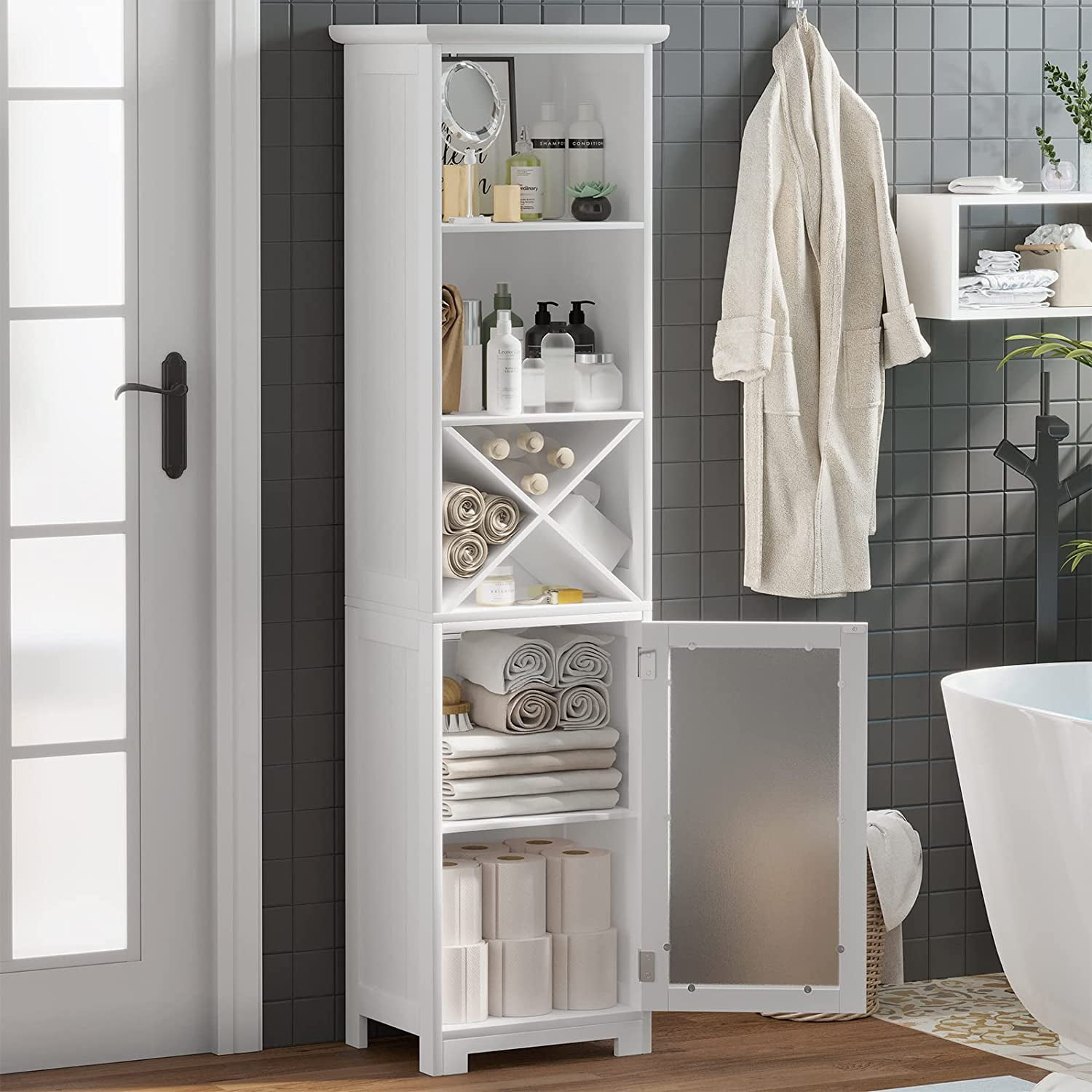 Tall Narrow Storage Cabinet for Small Space, 6-Tier Bathroom