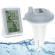Tiptop Home Pool Thermometer Easy Read, IPX7 Waterproof Pool Thermometer for Water Temperature, Digital Pool Thermometer with Indoor Monitor & String for Outdoor Swimming Pools Spas Hot Tubs