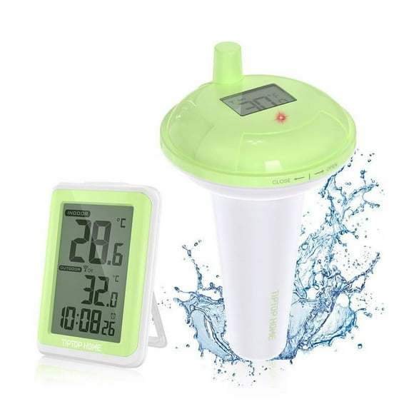 Tiptop Home Pool Thermometer & Receiver Set, Wireless Pool Thermometer Floating Easy Read, Digital Pool Thermometer Floating, IPX7 Waterproof Outdoor Thermometer for Pool, Hot Tubs and Ponds