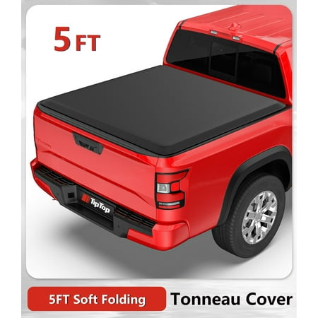 Tiptop Soft Folding Tonneau Cover Truck Bed For 2005-2024 Frontier 5ft Bed (59.5") | TPX3 |For Models With or Without The Deck Rail System|