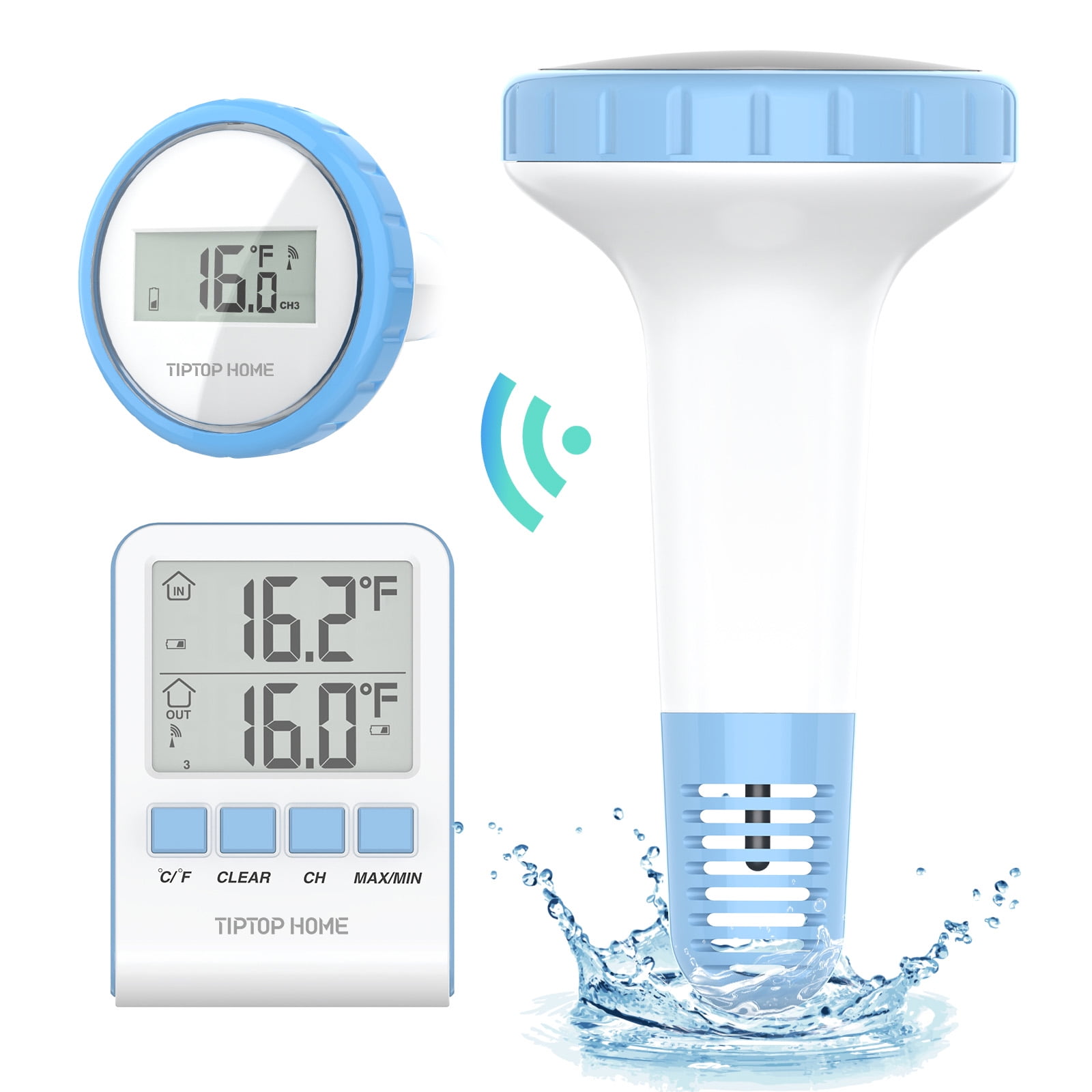 Newentor Wireless Floating Pool Thermometer Waterproof Digital Temperature Meter For Swimming Pool Sauna Room Breeding Pond