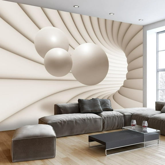 Tiptophomedecor 3D Illusion Wallpaper Wall Mural - Balls In The Tunnel