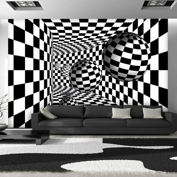 Tiptophomedecor 3D Illusion Wallpaper Wall Mural - Black & White Corridor