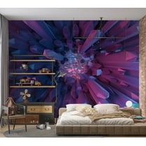 Tiptophomedecor - 3D Illusion Wallpaper Wall Mural - Crystal Geometric Fantasy