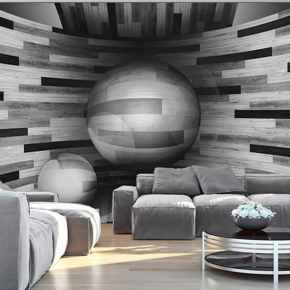 Tiptophomedecor 3D Illusion Wallpaper Wall Mural - Gray Sphere