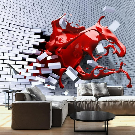 Tiptophomedecor 3D Illusion Wallpaper Wall Mural - Scarlet Inspiration