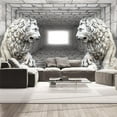 thumbnail image 1 of Tiptophomedecor 3D Illusion Wallpaper Wall Mural - Stone Lions, 1 of 4