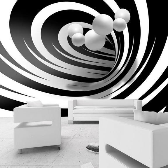 Tiptophomedecor 3D Illusion Wallpaper Wall Mural - Twisted In Black & White