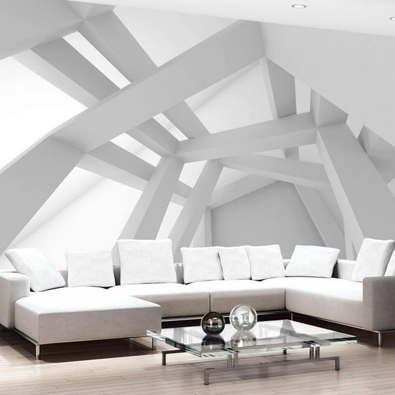 Tiptophomedecor 3D Illusion Wallpaper Wall Mural - White Construction