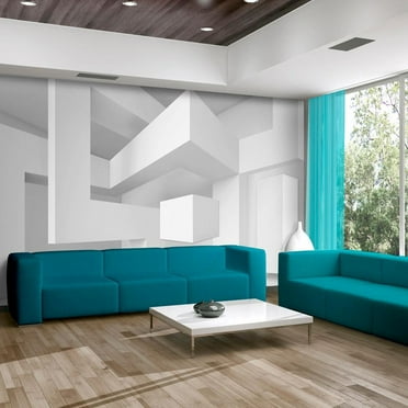 Tiptophomedecor 3D Illusion Wallpaper Wall Mural - White Geometry