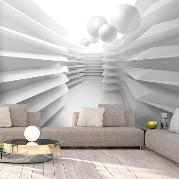 Tiptophomedecor 3D Illusion Wallpaper Wall Mural - White Maze