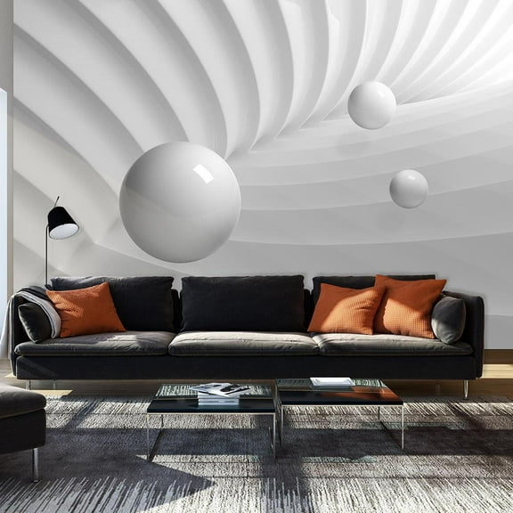 Tiptophomedecor 3D Illusion Wallpaper Wall Mural - White Symmetry