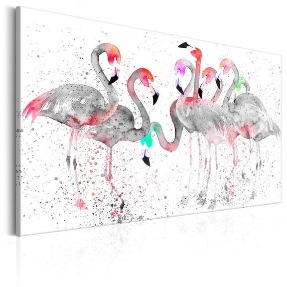 Tiptophomedecor Abstract Canvas Wall Art - Flamingoes Dance - Stretched & Framed Ready To Hang Art