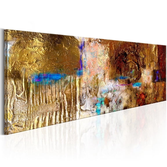 Tiptophomedecor Abstract Canvas Wall Art - Golden Structure - Stretched & Framed Ready To Hang Art