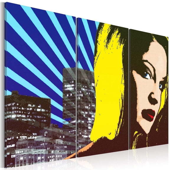 Tiptophomedecor Abstract Canvas Wall Art - Look - Triptych - Stretched & Framed Ready To Hang Art