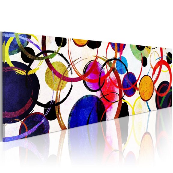 Tiptophomedecor Abstract Canvas Wall Art - Rainbow Circles - Stretched & Framed Ready To Hang Art