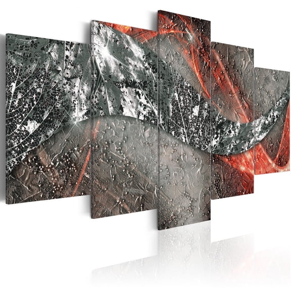 Tiptophomedecor Abstract Canvas Wall Art - Silver Fire - Stretched & Framed Ready To Hang Art