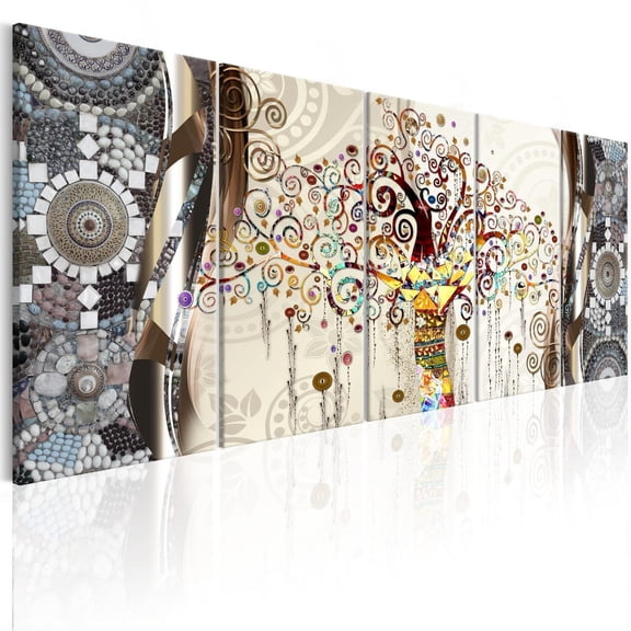 Tiptophomedecor Abstract Canvas Wall Art - Tree And Mosaic - Stretched & Framed Ready To Hang Art