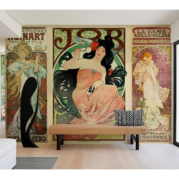 Tiptophomedecor Abstract Wallpaper Wall Mural - Alphonse Mucha. Women's