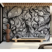 Tiptophomedecor Abstract Wallpaper Wall Mural - Black And White Retro Style