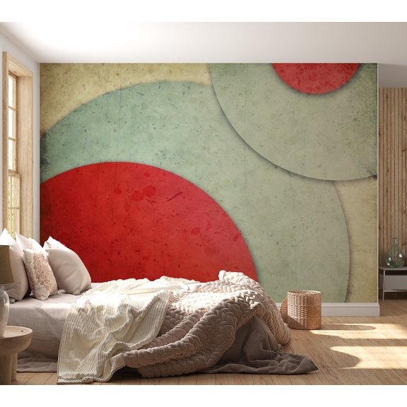 Tiptophomedecor Abstract Wallpaper Wall Mural - Circles - Retro Style