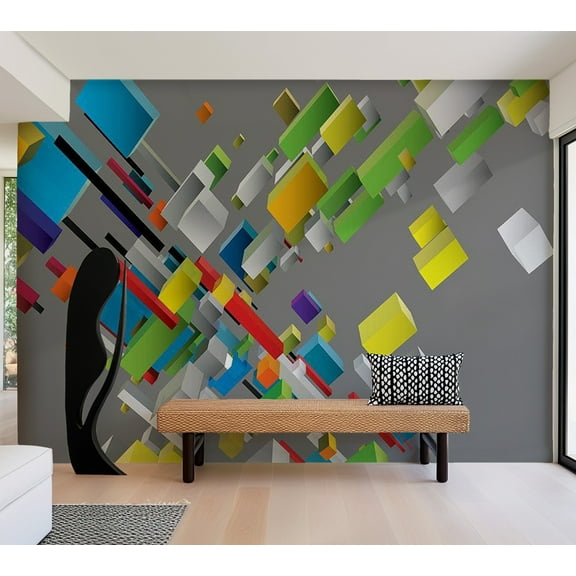 Tiptophomedecor Abstract Wallpaper Wall Mural - Color Puzzle