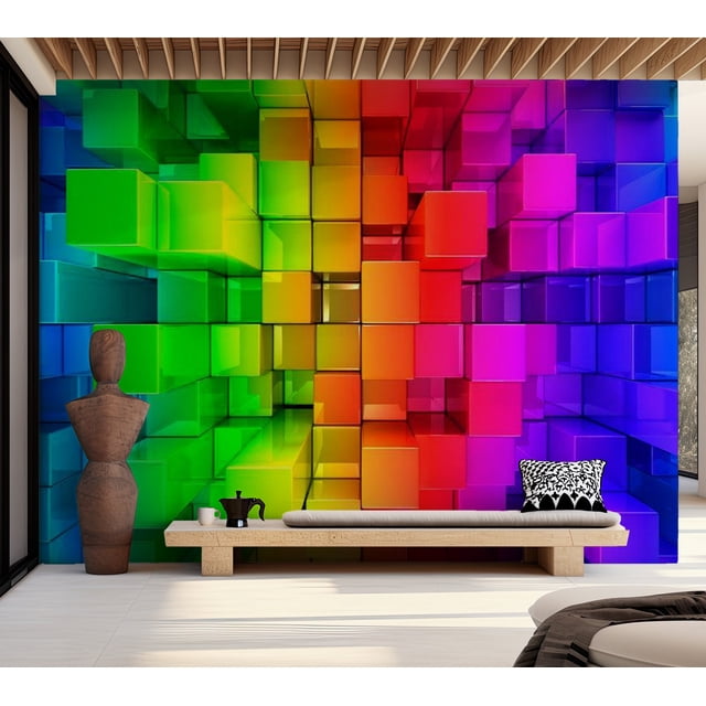 Tiptophomedecor Abstract Wallpaper Wall Mural - Colour Jigsaw - Walmart ...