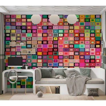 Tiptophomedecor Abstract Wallpaper Wall Mural - Colourful Boxes