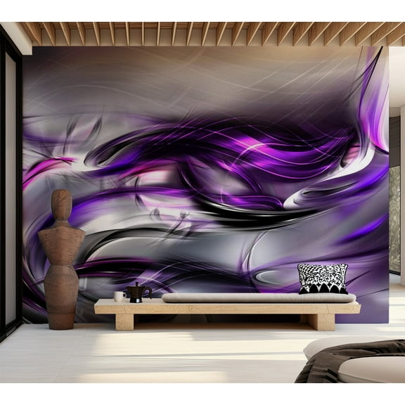 Tiptophomedecor Abstract Wallpaper Wall Mural - Purple Swirls