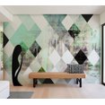 thumbnail image 1 of Tiptophomedecor Abstract Wallpaper Wall Mural - Rhombic Chessboard Green, 1 of 7